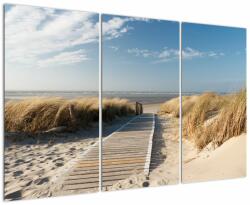 Mivali Tablou - Plaja cu nisip de pe insula Langeoog, Germania, din trei bucăți 120x80 cm (V023268V120803PCS)