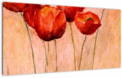 Mivali Tablou pe sticlă - Lalele roșii, dintr-o bucată 100x50 cm pe sticlă (V023505V10050GD)
