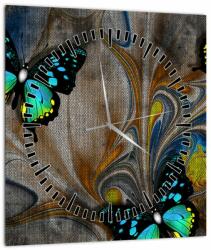 Mivali Tablou - Fluturi strălucitori în imagine (cu ceas), dintr-o bucată 30x30 cm cu ceas (V022761V3030C)