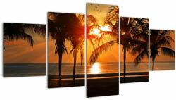 Mivali Tablou cu palmier în apus de soare, din cinci bucăți 150x80 cm (V020622V150805PCS)