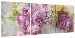 Mivali Tablou - Flori pe perete culorile pastel, din trei bucăți 90x30 cm (V022772V9030)