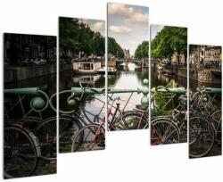 Mivali Tablou cu bicicleta în oraș, din cinci bucăți 125x90 cm (V020595V12590)