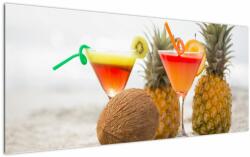 Mivali Tablou cu ananas și pahare pe plajă, dintr-o bucată 120x50 cm (V021220V12050)