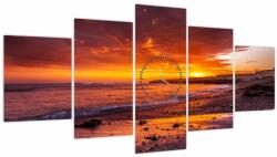 Mivali Tablou cu apus de soare la mare (cu ceas), din cinci bucăți 150x80 cm cu ceas (V020973V15080C)