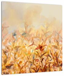 Mivali Tablou pe sticlă - Frunze în culori de toamnă, pictură în ulei, dintr-o bucată 40x40 cm pe sticlă (V022908V4040GD)