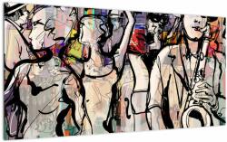 Mivali Tablou pe sticlă - Seara de jazz, dintr-o bucată 100x50 cm pe sticlă (V023533V10050GD)