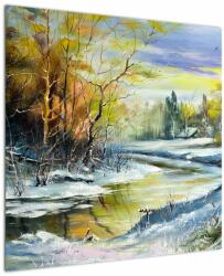 Mivali Tablou - Râu de iarnă, pictură în ulei, dintr-o bucată 70x70 cm (V023235V7070)