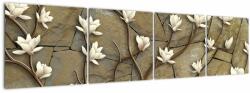 Mivali Tablou - Magnolii albe pe zidărie de piatră, din patru bucăți 160x40 cm (V022779V16040)