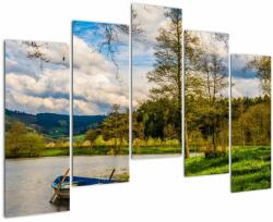 Mivali Tablou - Barcă pe lac, din cinci bucăți 125x90 cm (V022597V12590)