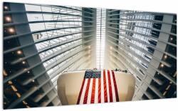 Mivali Tablou pe sticlă unei construcții cu steagul SUA, dintr-o bucată 100x50 cm pe sticlă (V020826V10050GD)