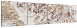 Mivali Tablou - Frescă florală pe un perete de cărămidă, din patru bucăți 160x40 cm (V022882V16040)