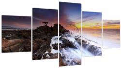 Mivali Tablou cu munți în ceață (cu ceas), din cinci bucăți 150x80 cm cu ceas (V021019V15080C)