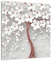Mivali Tablou pe sticlă - Imaginea copacului alb cu flori albe, rosegold, dintr-o bucată 40x40 cm pe sticlă (V022754V4040GD)