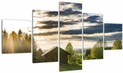 Mivali Tablou cu cabana pe luncă, din cinci bucăți 125x70 cm (V020547V12570)
