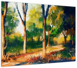 Mivali Tablou pe sticlă - Pădure de vară însorită, pictură, dintr-o bucată 70x50 cm pe sticlă (V023200V7050GD)