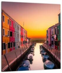 Mivali Tablou - Apus de soare, insula Burano, Veneția, Italia, dintr-o bucată 30x30 cm (V022657V3030)