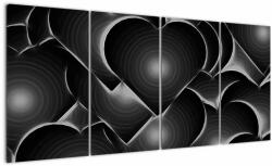 Mivali Tablou cu inimile alb - negre, din patru bucăți 160x80 cm (V021364V16080)
