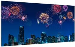Mivali Tablou pe sticlă - Artificii in Miami, dintr-o bucată 100x50 cm pe sticlă (V023270V10050GD)
