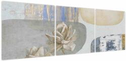 Mivali Tablou - Pictură flori și texturi, din trei bucăți 150x50 cm (V024054V15050)
