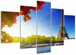 Mivali Tablou - toamna la Paris, din cinci bucăți 150x105 cm (V020534V150105)
