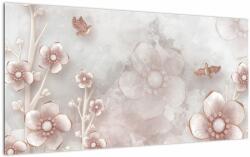 Mivali Tablou pe sticlă - Flori roz, dintr-o bucată 100x50 cm pe sticlă (V022455V10050GD)