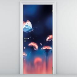Mivali Fototapet pentru ușă - Păpădii cu fluture albastru (D021757D95205)