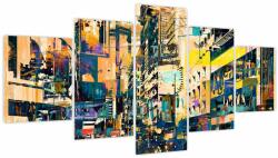 Mivali Tablou abstacțiunii pictate (cu ceas), din cinci bucăți 150x80 cm cu ceas (V021990V15080C)