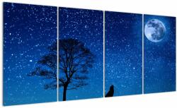 Mivali Tablou - Lupul urlând la lună, din patru bucăți 160x80 cm (V022624V16080)