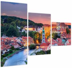 Mivali Tablou - Český Krumlov (cu ceas), din trei bucăți 90x70 cm cu ceas (V022314V9070C)