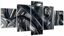 Mivali Tabloul cu abstracție gri cu albastru (cu ceas), din cinci bucăți 150x80 cm cu ceas (V020093V15080C)