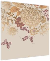 Mivali Tablou - Vintage, flori și fluturi, dintr-o bucată 70x70 cm (V023530V7070)