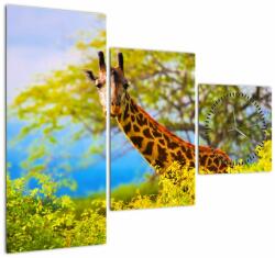 Mivali Tablou - Girafa în Africa (cu ceas), din trei bucăți 90x70 cm cu ceas (V023370V9070C)
