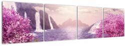 Mivali Tablou cu pomi roz cu lac, din patru bucăți 160x40 cm (V020463V16040)
