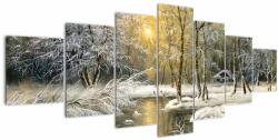 Mivali Tablou - Cabană în pădure, pictură în uei, din șapte bucăți 210x100 cm (V023251V210100)