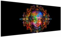 Mivali Tablou - Bustul lui Buddha în culori neon, dintr-o bucată 250x125 cm (V023477V250125)