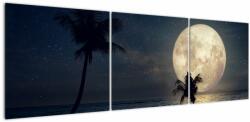 Mivali Tablou - Plaja cu lună plină, din trei bucăți 150x50 cm (V023126V15050)