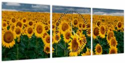 Mivali Tablou câmpului de floarea soarelui (cu ceas), din trei bucăți 90x30 cm cu ceas (V020662V9030C)