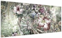 Mivali Tablou - Flori pe roata de lemn, dintr-o bucată 200x100 cm (V023119V200100)