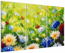 Mivali Tablou - Pictură în ulei, pajiște înflorită, din trei bucăți 120x80 cm (V023039V120803PCS)