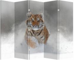 Mivali Paravan Tigru fugind prin zăpadă, din 5 bucăți, 210x170 cm (P020719P225180)