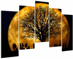 Mivali Tablou cu luna și siluete, din cinci bucăți 125x90 cm (V020995V12590)