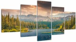 Mivali Tablou cu râu montan și munți, din cinci bucăți 150x80 cm (V020844V150805PCS)