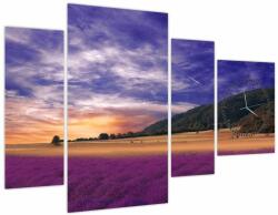 Mivali Tablou cu lunca cu lavandă (cu ceas), din patru bucăți 110x75 cm cu ceas (V022156V11075C)