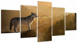 Mivali Tablou - Lup pe stăncă (cu ceas), din cinci bucăți 150x80 cm cu ceas (V022674V15080C)