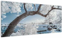 Mivali Tablou cu copac înzăpezit lângă apă, dintr-o bucată 100x40 cm (V020718V10040)