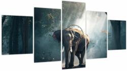 Mivali Tablou cu elefant în djunglă (cu ceas), din cinci bucăți 150x80 cm cu ceas (V020490V15080C)