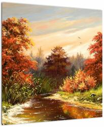 Mivali Tablou - Râu în peisaj de toamnă, dintr-o bucată 50x50 cm (V023239V5050)
