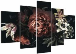 Mivali Tablou - Flori întunecate, din cinci bucăți 150x105 cm (V023066V150105)