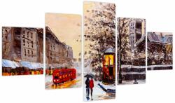 Mivali Tablou - Pictură oraș iarna, din cinci bucăți 125x70 cm (V023893V12570)