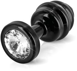 Diogol Anni - bordázott butt plug - fekete - (3cm) - sexshopcenter